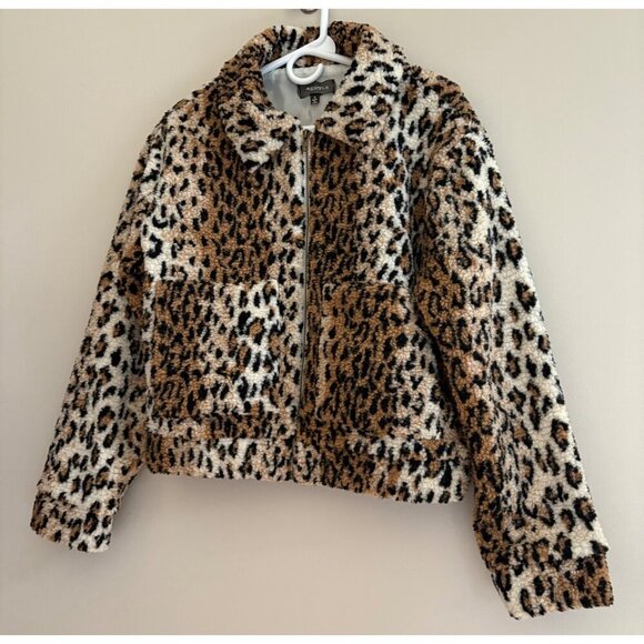 4Sienna Cheetah Prowl Jacket Faux Fur Zip Front Sherpa Size Small NWOT - Picture 5 of 14